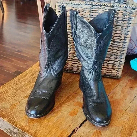 Laredo Genuine Leather Classic Black Western Cowgirl Boots Size 7.5 M - Picture 2 of 9